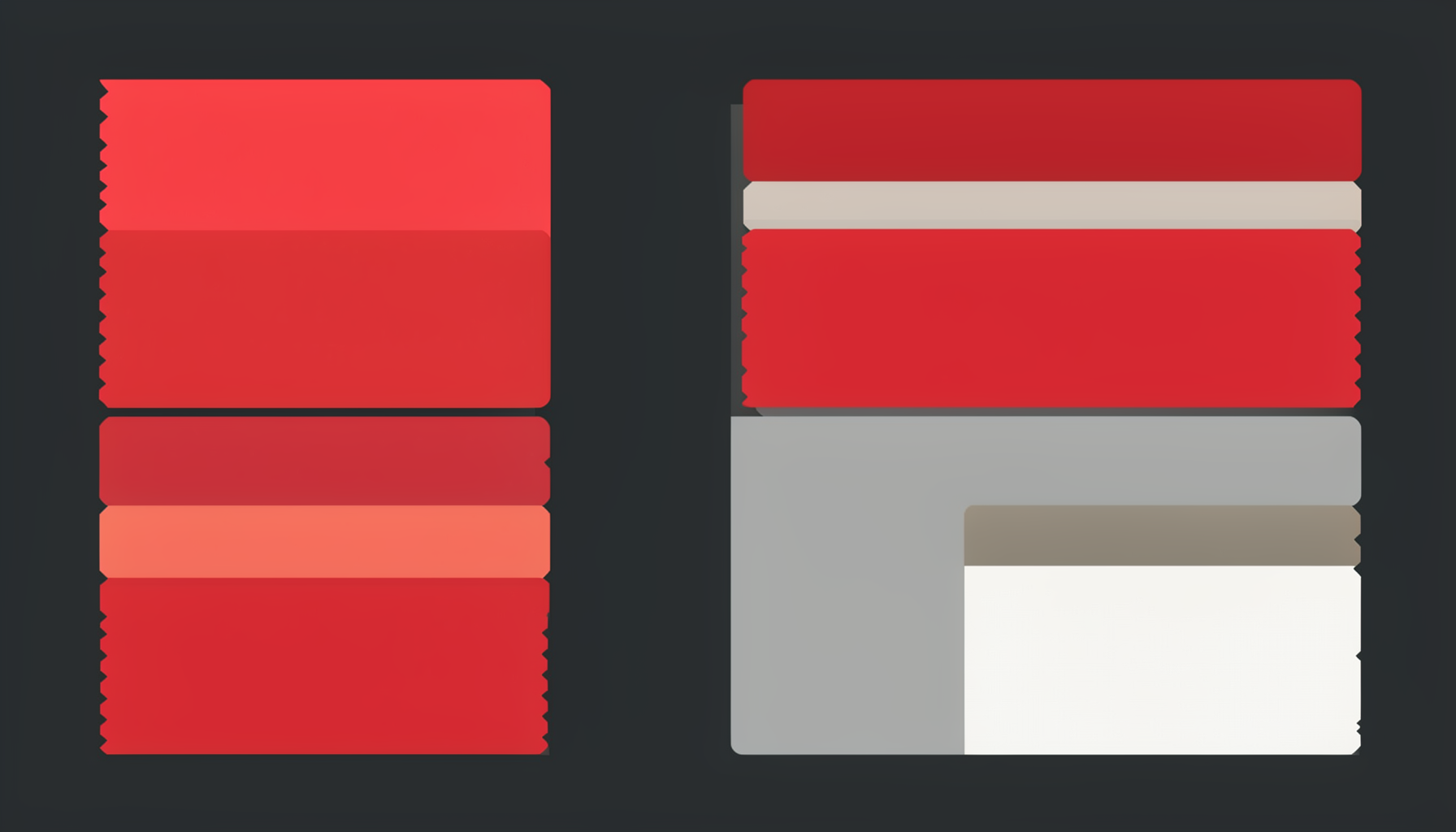 Flat vector illustration of stacked linen swatches in varied textures and neutral tones, arranged neatly on a dark surface